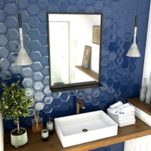Aurlane Specchio bagno 80x60cm - laccato nero opaco con ripiani - FRAMED MIRROR