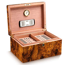 YCDJCS Umidificatori Humidor Cigar Box Cigar Box di stoccaggio con l'igrometro e umidificatore a Doppio Strato Grande capacità di Legno di Pino Foderato Cigar Humidor Regalo