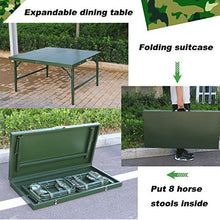 Set Tavolo e Sedia da Esterno Set da Tavolo e Sedia da Campeggio all'aperto, Tavolo Pieghevole in Acciaio Verde, Tavolo da Picnic e Sedia da 1 * 1 m