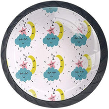Sonno della notte della luna della nuvola della stella del fumetto Pomelli per Porta Set di 4 Pomelli per Mobili Manopole per Cassetti Cucina Armadio Vetro