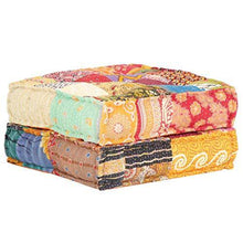 Tidyard Pouf Poggiapiedi Cuscini Ottomano Quadrato Patchwork in Tessuto 60x70x36 cm - Arredi Casa