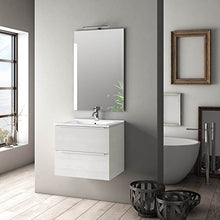 sodani Mobile da Bagno Sospeso con Lavabo Specchio e Lampada a LED Luna Bianco Rè di Londra