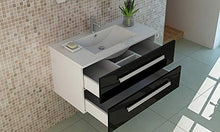 Set da bagno Rapperswil in nero, lavabo frontale lucido, due cassetti Soft Close