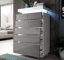 muebles bonitos Comò Melissa in Colore Bianco e Grigio con LED RGB