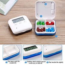 XIANGHUI Portapillole Tascabile Settimanale con Elettronico Digitale Orario e Sveglia Allarme Portatile Contenitore con 4 Scomparti per Pillole Scatola della Pillola di Viaggio per Pillole