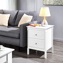 Yaheetech Set 2 Comodini Camera da Letto Comodino con 2 Cassetti Tavolino Moderno Mobiletto da Letto Stile Shabby Chic Tavolino Lato da Salotto Divano 48 x 40 x 61 cm Bianco