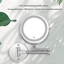 SWEET Specchio Ingranditore 5X da Tavolo,Specchio Ingranditore da Parete,Carica della Batteria HD a Doppio Lato con Oscuramento del Tocco Rotante a 360 ° Specchio Ingranditore con Luce
