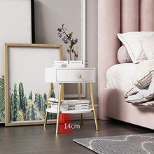 Comodino HAIZHEN Nordic Bianco/Oro cassetto e ripiano, Struttura in MDF/Acciaio