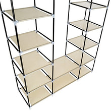 TecTake Armadio Guardaroba Pieghevole Cabina in Tessuto e Asta Appendiabiti | 12 Scomparti | 150 x 175 x 45 cm | -Disponibile in Diversi Colori- (Beige | No. 402527)