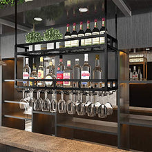 zxcvb Porta Bicchiere da Vino Iron Art 2 Livelli - Portabottiglie con Supporto in Vetro Supporto Regolabile da Banco Multifunzione in Altezza per Soffitto Portabottiglie da Vino