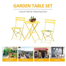 Set Tavolino e 2 Sedie Pieghevoli da Giardino in Metallo Giallo