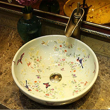 Lavabo rotondo da bagno Retro Creative Jingdezhen Ceramic Hotel Lavabo antispruzzo Lavabi (dimensioni : 30CM)
