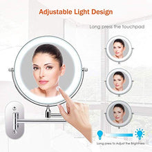 LYHY Specchio cosmetico 10 Volte Montaggio a Parete Touchscreen a LED Specchio per Il Trucco dimmerabile Specchio per Barba Specchio ingranditore Specchio per Il Trucco Girevole a 360 °, Pieghevole