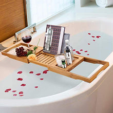 XYNB Rastrelliere da Bagno in bambù e Legno, Supporti retrattili Impermeabili e per Bicchiere di Vino e Supporto per iPad/Porta Libri Riposo per Vasca, Adatto per la Maggior Parte delle vasche da