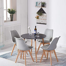 DORAFAIR Set di 6 Pranzo/Ufficio Sedia con Gambe in faggio Massiccio e Cuscini in Finta Pelle, in Stile retrò, Grigio