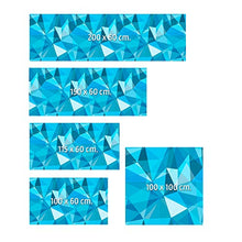 MEGADECOR Testiera per letto in PVC, decorativa, economica, design moderno, con prismi blu e turchese, diverse misure (200 cm x 60 cm)