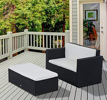 Outsunny Set Mobili Poggiapiedi con Cuscini da Giardino in PE Rattan