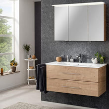 Fackelmann - Set di mobili da Bagno in Rovere Chiaro e Specchio a LED, 100 cm, 2 Pezzi, Colore: Marrone