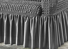 CapitanCasa Salva Divano Poltrona Elasticizzato Volants Tinta Unita Grigio Chiaro MOD Voilà 3 Posti Grigio Ch