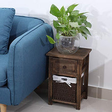 DFGH Comodino, 2pcs / Set Casisdale in Legno Naturale con Cassetti E Cestino (Marrone)