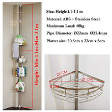 uuhome angolare telescopico per la doccia acciaio inox/rack da bagno ad angolo Scaffale doccia regolabile con bastone Cestino – con 4 ripiani, Metallo, Argento lucido …