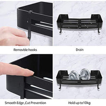 U-A 2 Confezioni Doccia Scaffale con 2 Ganci, Bagno Doccia Caddy, Alluminio dello Spazio di archiviazione Shelf, (rettangolo, Nero)