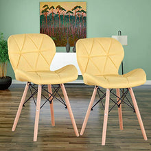GroBKau - Set di 4 sedie imbottite in tessuto, stile moderno, per soggiorno, sala da pranzo, cucina Giallo