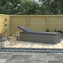 Festnight Lettino Prendisole con Cuscino in Polyrattan Grigio