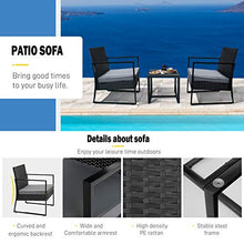 Femor Set da Giardino, Set Mobili da Giardino in Poly Rattan, Set Divani da Giardino Casual, con Tavolino e Cuscino Comodo, 2 Poltrona, Comodo Divano da Esterno