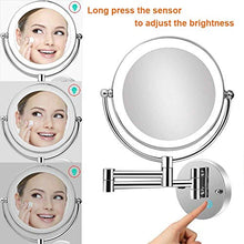 MRJ Specchio Trucco da Parete con LED Specchio Ingranditore da Bagno Bilaterale 1X/5X Estensibile 360° Girevole per Bagno Hotel Spa Diametro 8 Pollici Ricarica USB