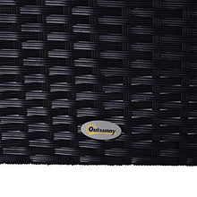 Outsunny Divano da Esterno in Rattan, Set 5 Pezzi con Pouf, Salottino per Il Giardino Nero e Bianco 96cmx 65cmx 65cm