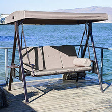 Altalena deluxe per veranda da esterni, con struttura in acciaio resistente alle intemperie, con inclinazione regolabile, cuscini e cuscini inclusi, beige