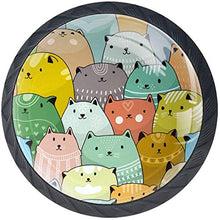 Modello di gatti verde blu grasso arte Pomelli per Porta Set di 4 Pomelli per Mobili Manopole per Cassetti Cucina Armadio Vetro
