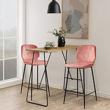 Selsey - Sgabello di velluto, colore: rosa, 50 x 42 x 97 cm