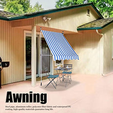 Dioche - Tenda da sole per balcone, con manovella manuale, altezza regolabile, 2,0 x 1,2 m (strisce blu e bianco)