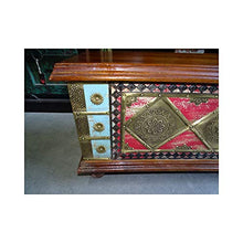 int. d'ailleurs - Cassapanca Lunga Dipinta con Coperchio in Legno di Mango Decorato con Ottone 146 cm - PAL-1020