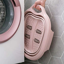 Takefuns - Vasca da bagno pieghevole per piedi, portatile, per vasca idromassaggio, con rullo massaggiante per piedi, colore: rosa rosa