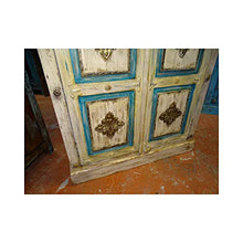 int. d'ailleurs - Ampio Armadio Bianco e Turchese Decorato con Ottone 100x183 cm - PAL439