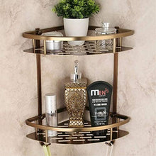 GYCS Mensola per Bagno Mensole per Bagno a 2 Livelli Materiale in Ottone Antico con Gancio per Accappatoio Cesto portaoggetti per Bagno Montato a Parete