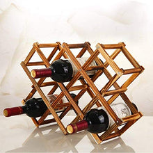 SWAMEY Foldable Wooden Wine Rack Organizer Display Shelf, 45 X 31 X 12Cm, Capacity 10 Bottle (Carbonized Color,No Oil Paint)