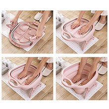 Takefuns - Vasca da bagno pieghevole per piedi, portatile, per vasca idromassaggio, con rullo massaggiante per piedi, colore: rosa rosa
