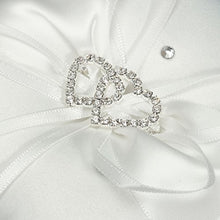 dDanke - Cuscino per fedi nuziali, con doppio cuore, con strass, 15 x 15 cm