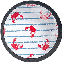 Strisce bianche blu del granchio rosso Pomelli per Porta Set di 4 Pomelli per Mobili Manopole per Cassetti Cucina Armadio Vetro