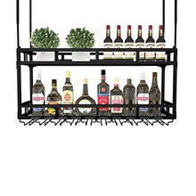 zxcvb Porta Bicchiere da Vino Iron Art 2 Livelli - Portabottiglie con Supporto in Vetro Supporto Regolabile da Banco Multifunzione in Altezza per Soffitto Portabottiglie da Vino
