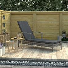 vidaXL Lettino Prendisole con Braccioli e Cuscini Regolabile Leggero Robusto Elegante Sedia a Sdraio Spiaggia Giardino in Polyrattan e Acciaio Grigio
