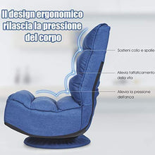 COSTWAY Poltrona Sedia Relax Pieghevole Reclinabile Girevole, Divano Comodo per Studio Salotto, con Schienale, Ottima per Rilassarti (Blu) - Arredi Casa