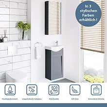Planetmöbel Mobile con lavabo in ceramica, per bagno degli ospiti, 40 cm, colore grigio opaco