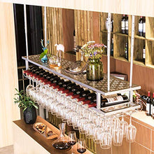FWZJ Wine Lovers/Wine Rack Ceiling Wine Racks Hanging Wine Glass Holder Vintage Wine Bottle Holder Rustic Wall Mounted Wine Holder Stemware Holder| Adjustable Height Floating Wine