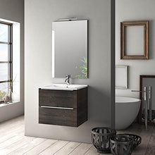 sodani Mobile da Bagno Sospeso con Lavabo Specchio e Lampada a LED Luna Rovere Wengè