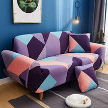 Copridivano Tessuto Elasticizzato 1/2/3/4 Posti ， Sedia Elastica Jacquard Geometria di Colore Viola Divano A Due Posti Divano Coprisella